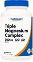 Complejo Triple Nutricost (300mg, 120 Capsules) - de Di-Magnesium Malate, Bisglycinate y Citrate, 60 Servimientos