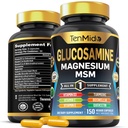 Glucosamine MSM Suplemento para Hombres y Mujeres - 11in1 Fórmula - Combina con Magnesium, Turmeric, Boswellia, Quercetin, Burdock Root, y Más Silencio Conjunto &amp; Apoyo a la Movilidad - 150 cápsulas