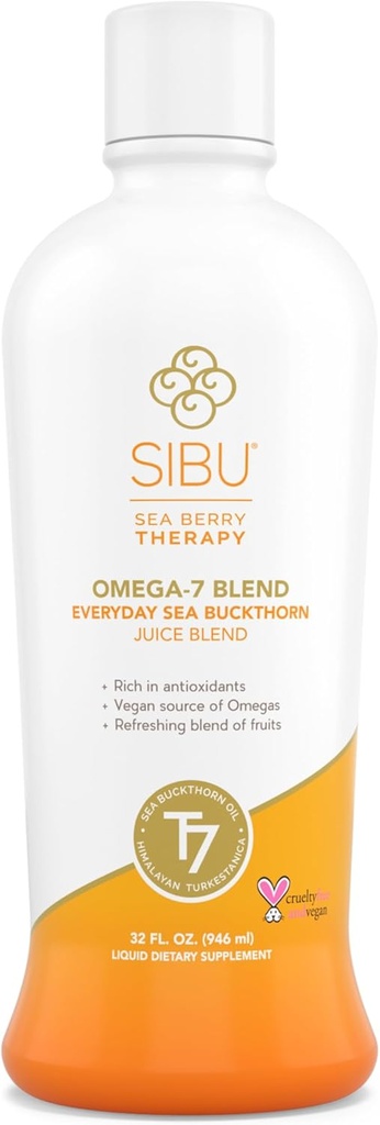 sibu Blend Sea Buckthorn Jugo de frutas - Omega 7 Sea Buckthorn Purée Mixed with Healthy Fruit Juice - Potent Omega 7 Suplemento, 32 onzas