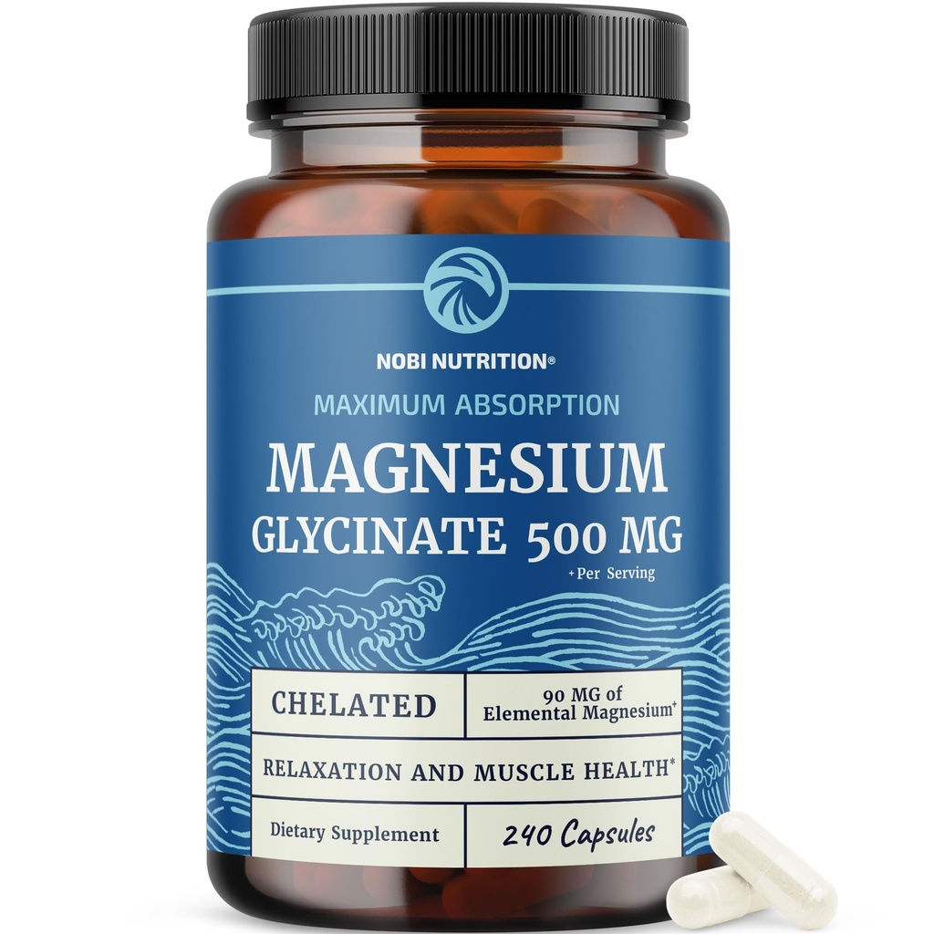 Magnesium Glycinate 500mg ← Chelated for High Absorption ¦ Muscle Relaxation, Bones, Heart, Nerve, Sleep &amp; Calm Support for Women &amp; Men ← Magnesium Chelate Supplement &amp; Bisglycinate Complex ← 240ct