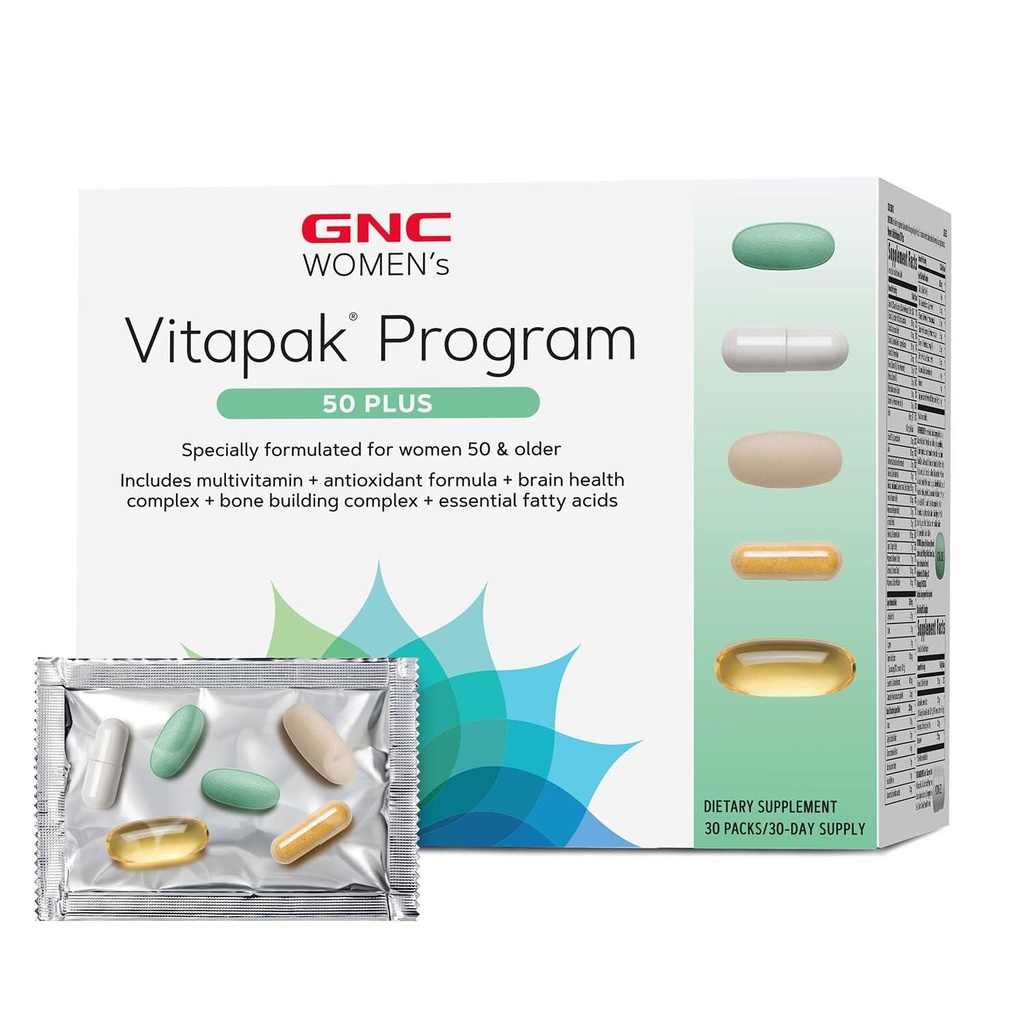 GNC Women's Ultra Mega 50 Plus Vitapak Program, 30 Packs, para la salud general de las mujeres para los más de 50