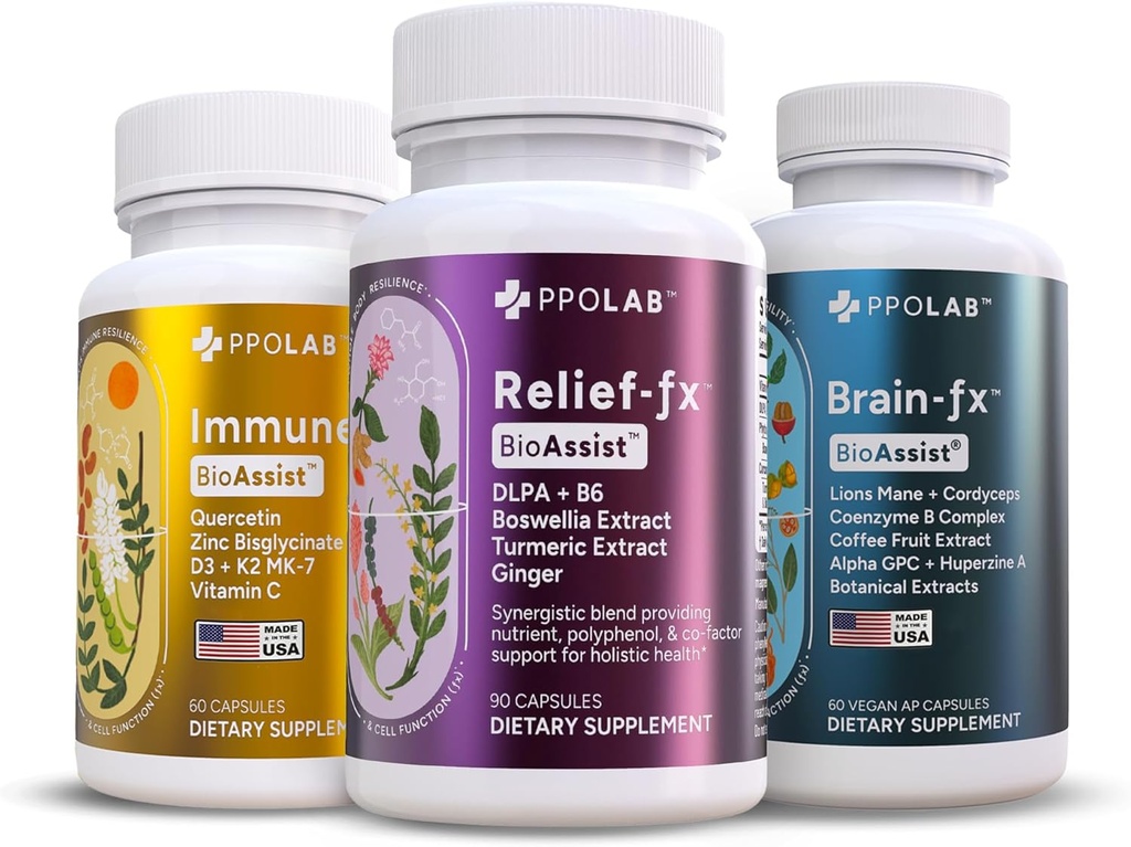 Immune FX, Alivio FX y Cerebro FX Starter Kit - Certificado limpio " No GMO