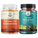 Bundle of Turmeric Curcumin Immune Support Gummies and Liver Cleanse Detox & Reparación Fórmula - Soporte Conjunto y Cuidado de Esquí Avanzado - con Milk Thistle Dandelion Root Turmeric y Artichoke Extract