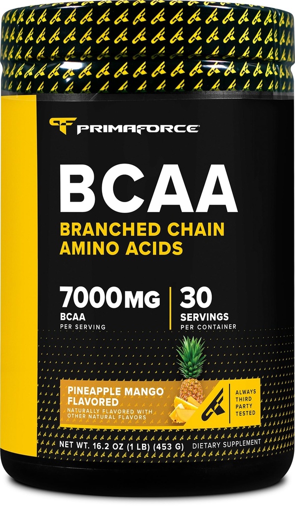 Primaforce BCAA Powder (Pineapple Mango) (30 Servings) - 7000MG 2:1 BCAAs, Post-Workout Recovery Drink with Amino Acids and Real Salt for Men &amp; Women