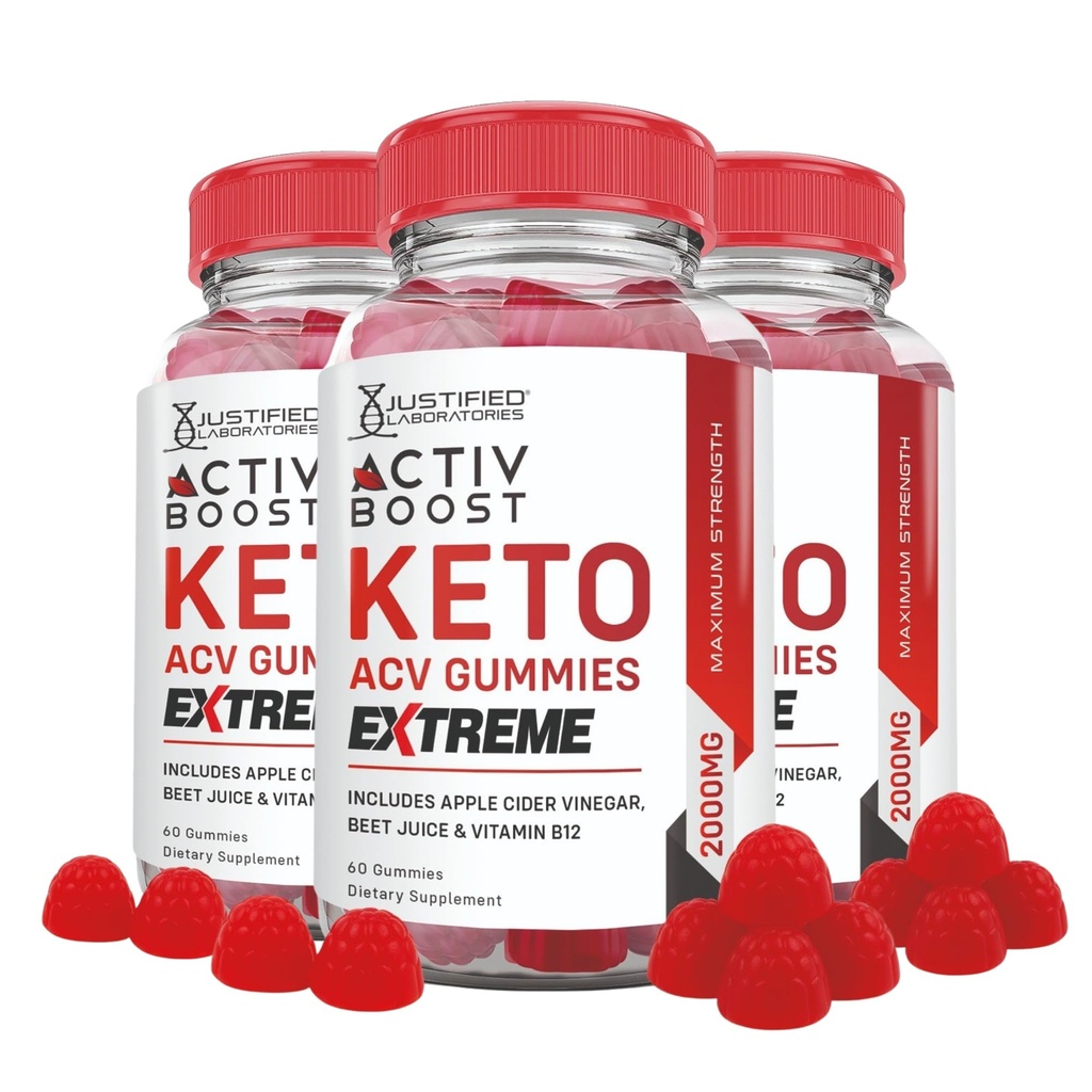 Laboratorios justificados (3 Pack Activboost Keto Acv Gummies Extreme 2000MG Active Boost Formulado con Pomegranate Beet Juice Powder B12 Vegan Non GMO 180 Gummys