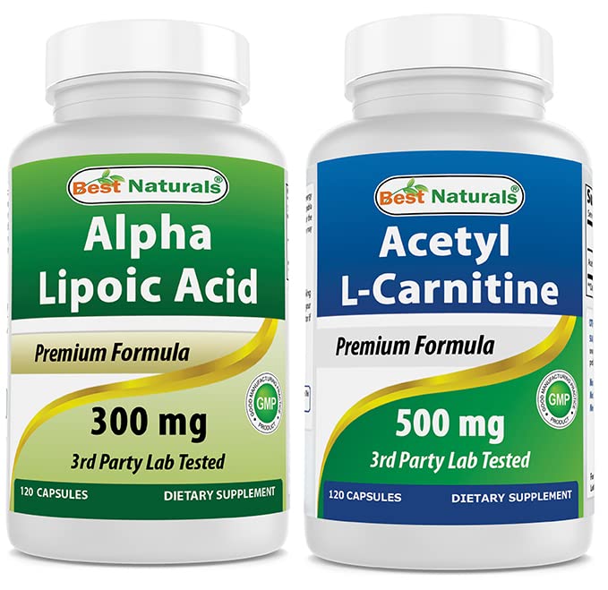 Mejores Naturales Ácido Lipoico alfa 300 mg " Acetyl L-Carnitine 500 Mg