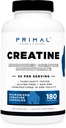 Monohidrato de crema Primal (3.000 Mg, 180 caps) - Suplemento de crema micronizada, 750mg por cápsula, ideal para el trabajo previo y la recuperación - Gluten-Free, non-GMO