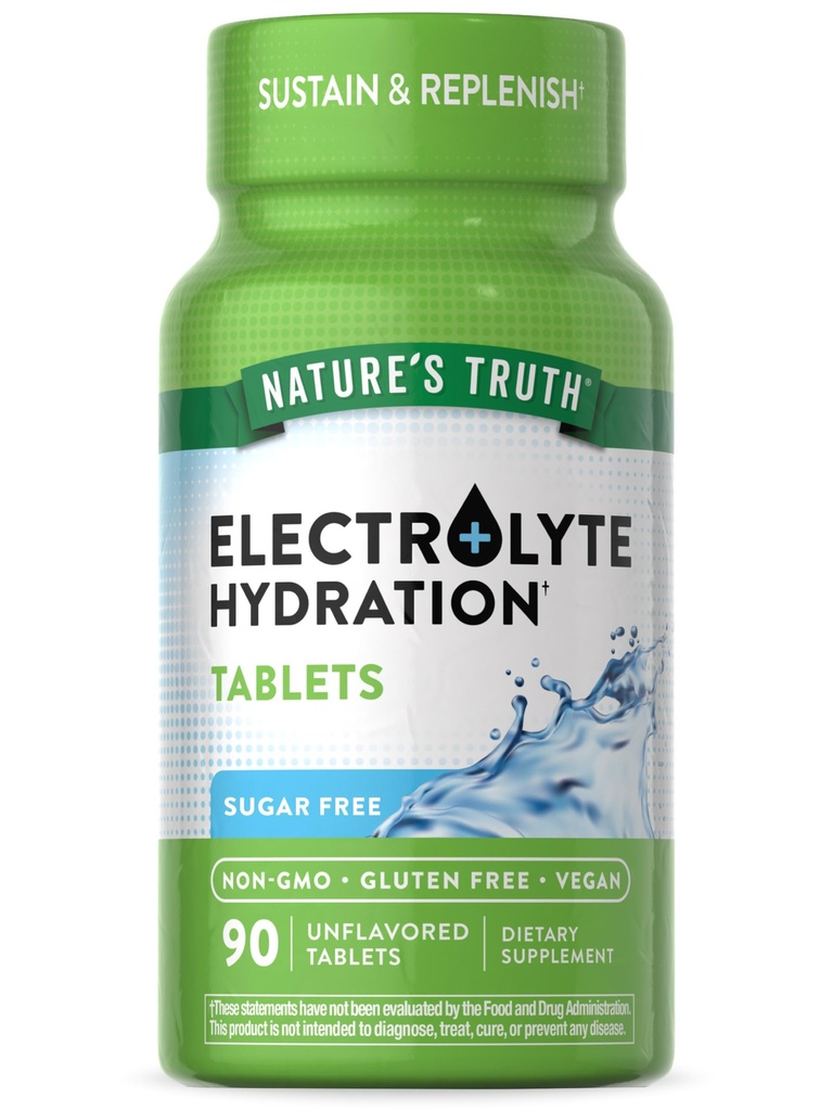 La verdad de la naturaleza Electrolyte Tablets ← No Sugar TENIDO 90 Conde TENGA Vegan, No GMO &amp; Gluten Free Hydration Supplement TEN With Minerals
