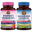 Vitalitown Magnesium + Probiotic Bundle (Pack of 2) TEN 10-in-1 Magnesium Complex " Women’s Probiotics 120 Billion CFUs TEN 90 Magnesium Caps " 30 Probiotic Caps