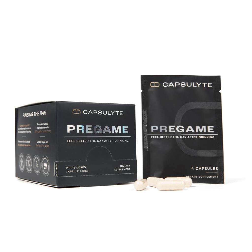 Pregame ← Prevenir Sentirse Despertar Después de Beber tóxico Ayuda al alcohol y la salud del hígado Silencio Doctor Formulado Silencio DHM, N-Acetyl Cysteine NAC, Milk Thistle  durable Box of 14 Packets (56 cápsulas)