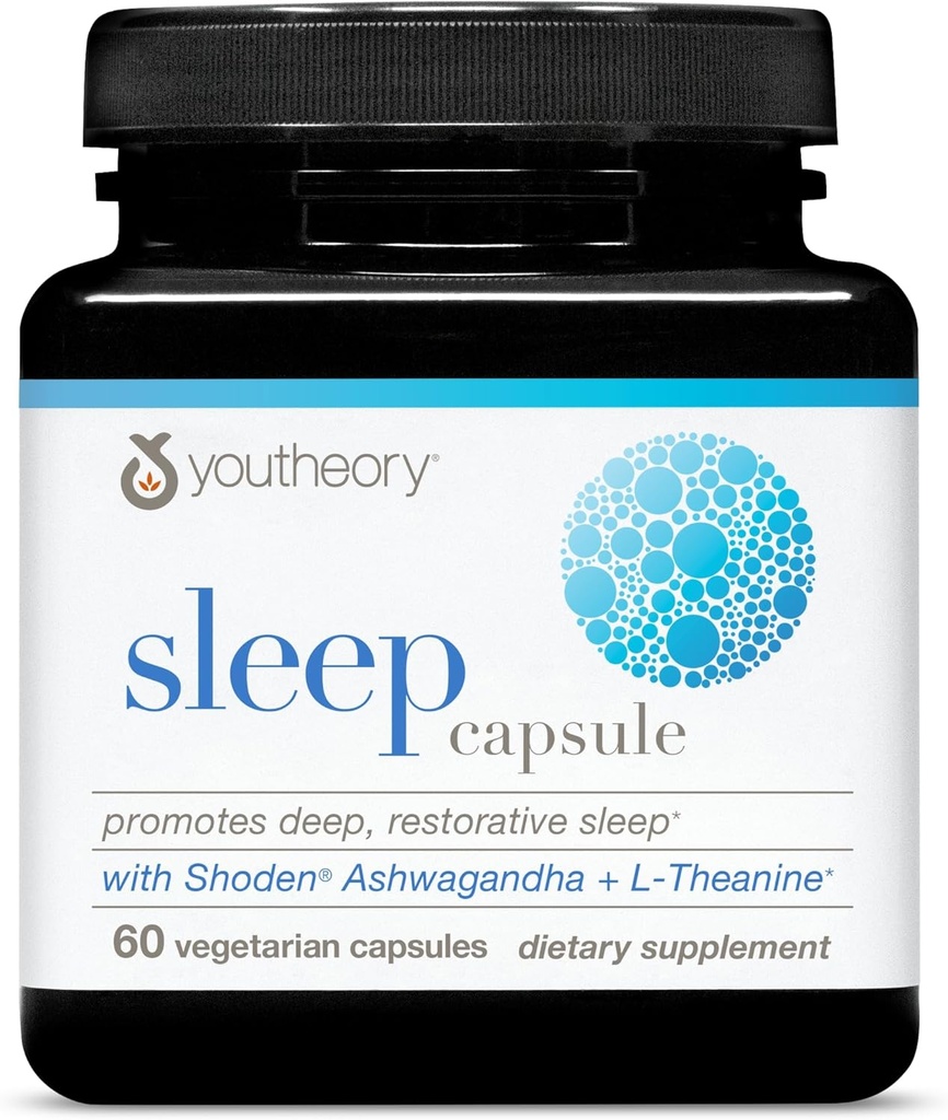 Teoría Cápsula de sueño - Vegan Suplemento de somnolencia con la flor de la pasión, Lemon Balm, L-theanine & Ashwagandha* - 60 cápsulas vegetarianas
