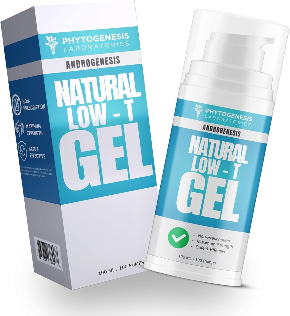 Natural Low-T Support Gel - T Booster for Hombre - Muscle Recovery, Energy Booster, Healthy Aging