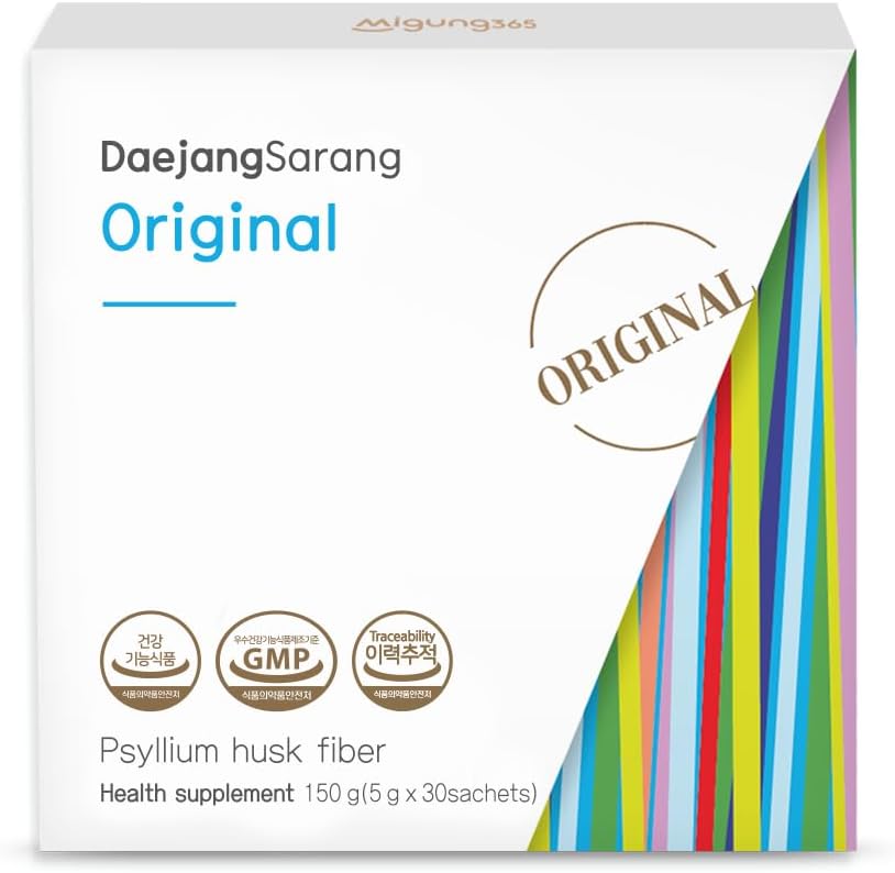 [BRSWY2YOAUNWGDYZ] Gut Relief (30 Sticks) - Psyllium Husk 8,500mg, Daejang Sarang Original. Suplemento dietético de fibra para el estreñimiento de la salud digestiva, alivio de la hinchazón.