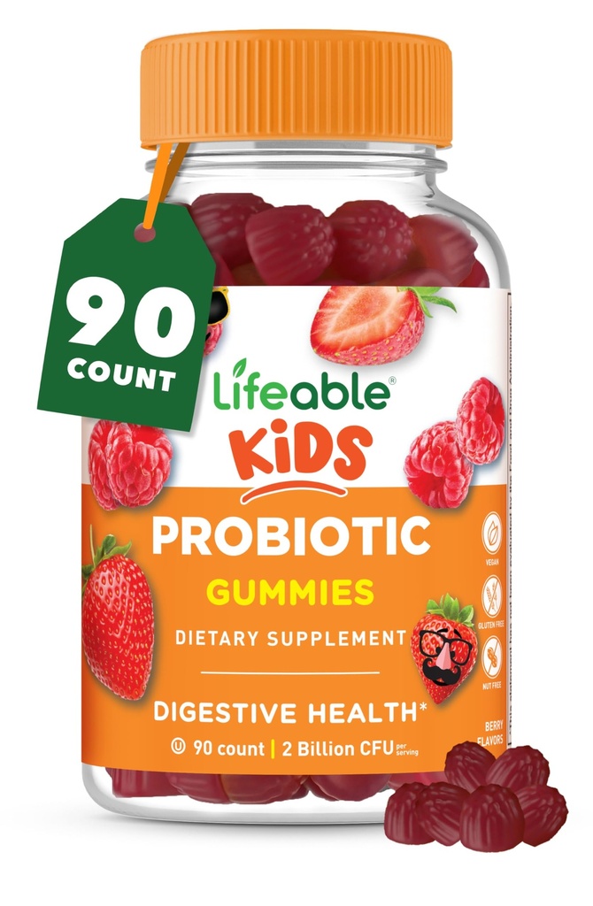 Niños Probióticos Gummies Silencio 2 Billion CFU ← Gran Tasting Kids Gummies Probióticos Silencio para Gut Salud, Apoyo Digestivo, y Apoyo Inmunitario ← 90 Gummies Probióticas para Niños y Toddlers