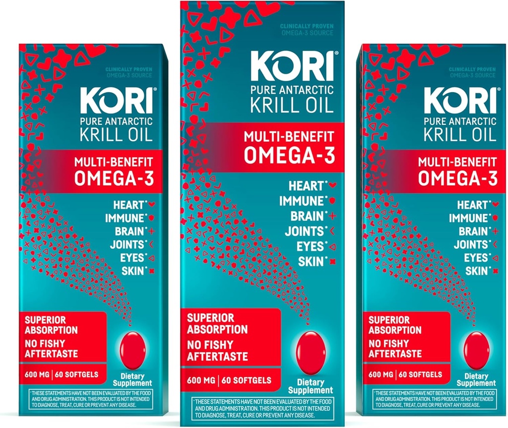 [BRSW2EI6OBYRUELV] Kori Krill Oil Omega 3 suplemento de aceite de absorción superior, EPA & DHA, 600 mg, 180 Softgels