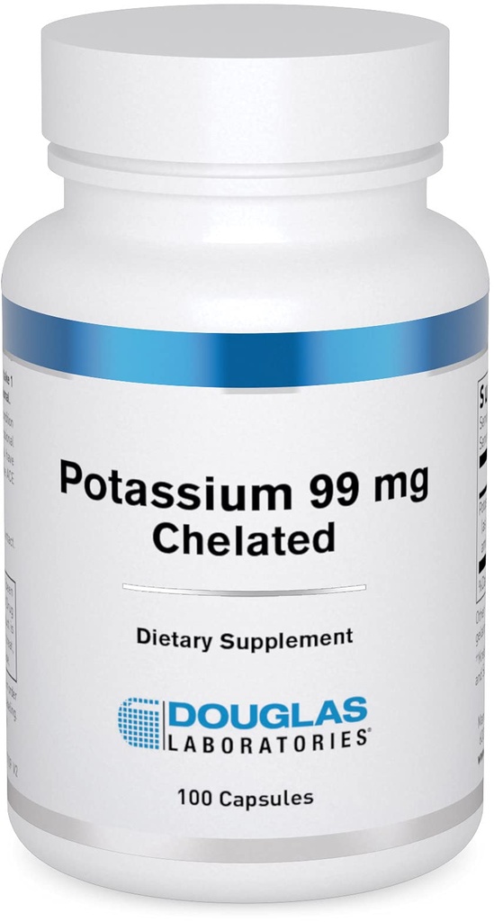 Douglas Laboratories Potasio 99 mg Chelated ← Soporta Impulses Nerve, Función del músculo esquelético y Presión arterial ya normal*  100 cápsulas