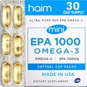 HAIM EPA1000 MINI – Pura EPA Fish Oil Suplemento – 1.100mg Omega-3 para el corazón, cerebro y salud conjunta – alta potencia, Burpless Softgels – pequeñas cápsulas fáciles de cambiar – 60 Softgels – Hecho en EE.UU.