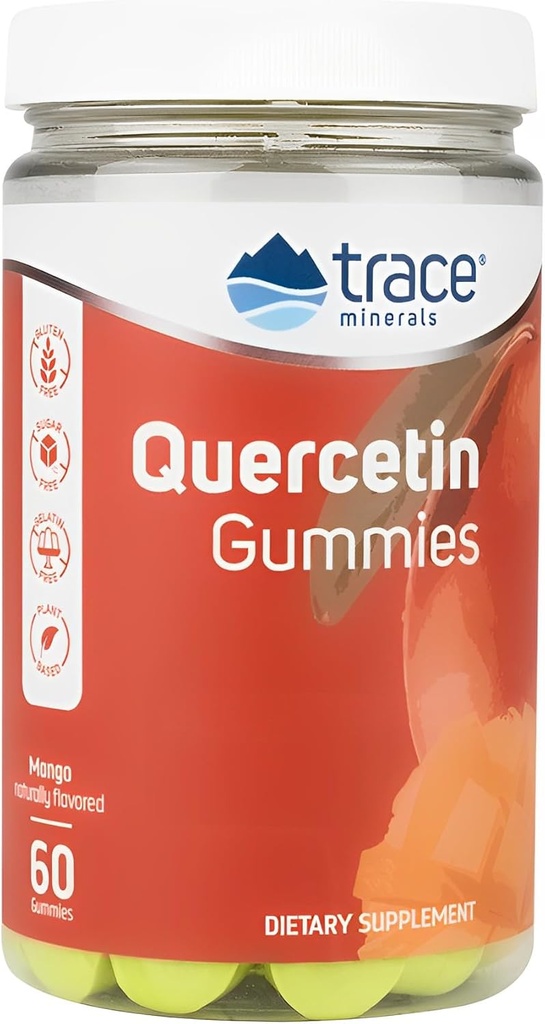 [BRSRMGIYDEHRS3LK] Trace Minerals Quercetina - Suplemento Antioxidante Apoyos Immune & Cellular Health - Essential Nutrients Supplement Supports Mineral Absorption " Cardiovascular Health - Mango, 60 Gummies