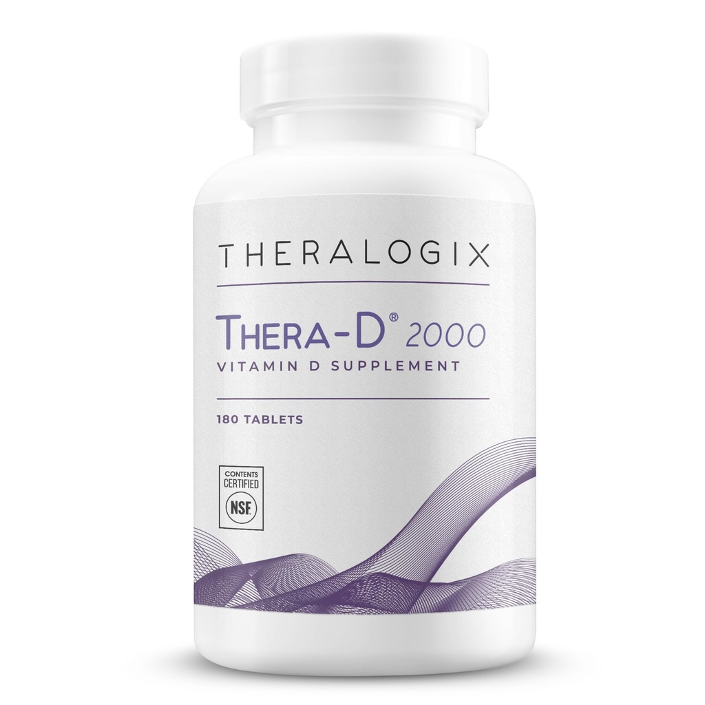 Theralogix Thera-D 2000 Vitamina D Suplemento - 2.000 UI (50 mcg) Vitamina D3 Tablets - 180-Day Supply - Immune Support Supplement for Women &amp; Men - Aids Bone & Heart Health - NSF Certified -180 Tablets