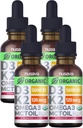 (4 Pack) Vitamina Orgánica D3 K2 gotas con aceite MCT Omega 3, 5000 UI - Maximum Strength Vitamin D Liquid, No Fillers, Líquido no GMO D3 para la absorción más rápida y soporte inmunológico (Strawberry, 4 Fl Oz)