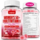 Mujeres libres de azúcar Multivitamina 50 Plus Gummies con Calcio, Magnesio, Zinc, Vitamina A, C, D3, E, K2, Complejo B, Folate, Biotina - Multi vitaminas &amp; minerales para la piel, energía, apoyo inmunológico