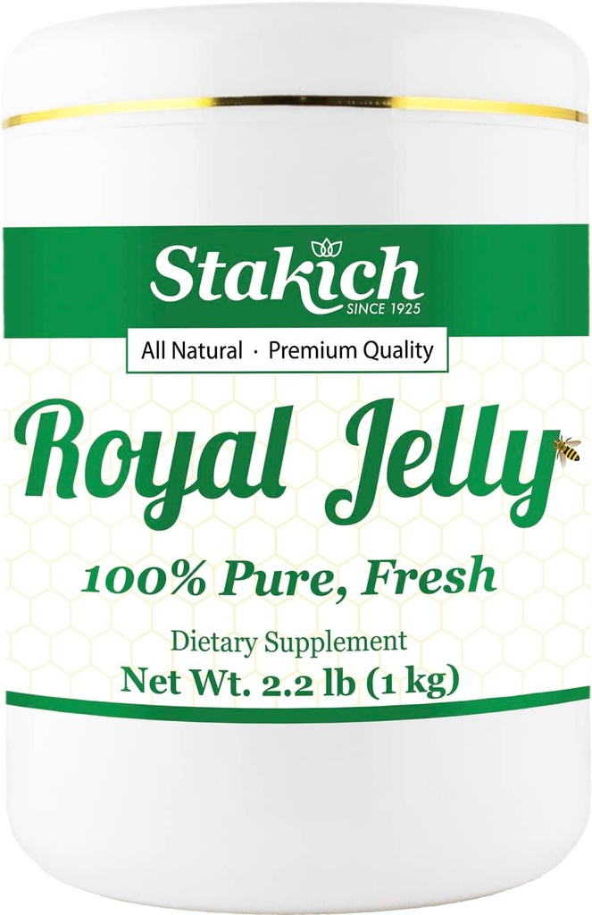 Stakich Royal Jelly - Puro, Todo Natural - No Additives/Flavors/Preservatives Añadido - 1 Kilogram (2.2 libras)