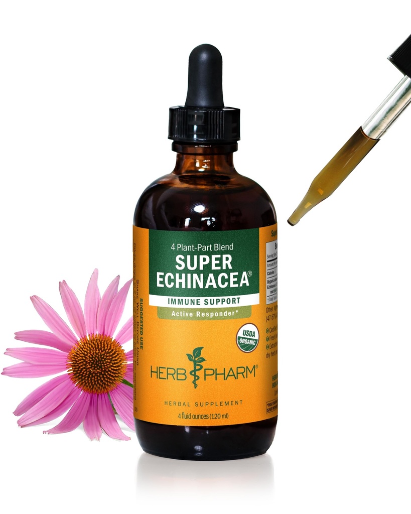 Herb Pharm Certified Organic Super Echinacea Líquido Extracto para Sistema de Inmunización Activa - 4 Oz