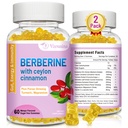 Berberina con gomas de canela de Ceylán, suplemento de bereberina de alta potencia HCI, soporte de salud inmune, 120 mangos saboreados de mango