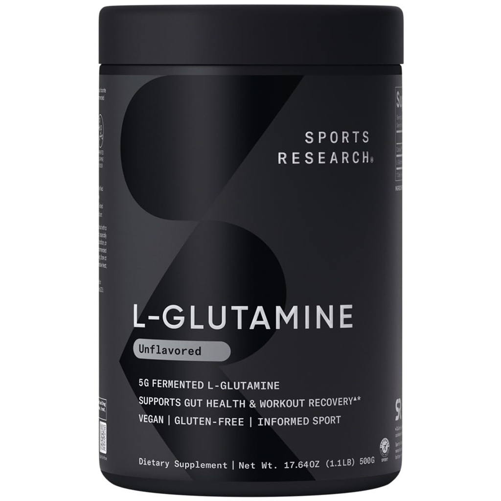 Sports Research L-Glutamine - Workout Recovery, Immune Health & Gut Health Support - 5 G Por Serving - 17.64 Oz