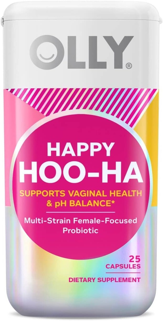 OLLY Happy Hoo-Ha Capsules, Probiótico para Mujeres, 25 cápsulas (Pack of 1)
