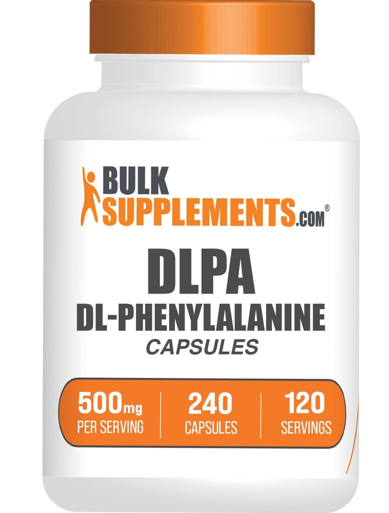 BulkSupplements.com DL-Phenylalanine Capsules - DLPA Capsules, DL-Phenylalanine 500mg - DLPA Suplementos, Gluten Gratis - 2 cápsulas por servicio, 240 cápsulas (Pack of 1)