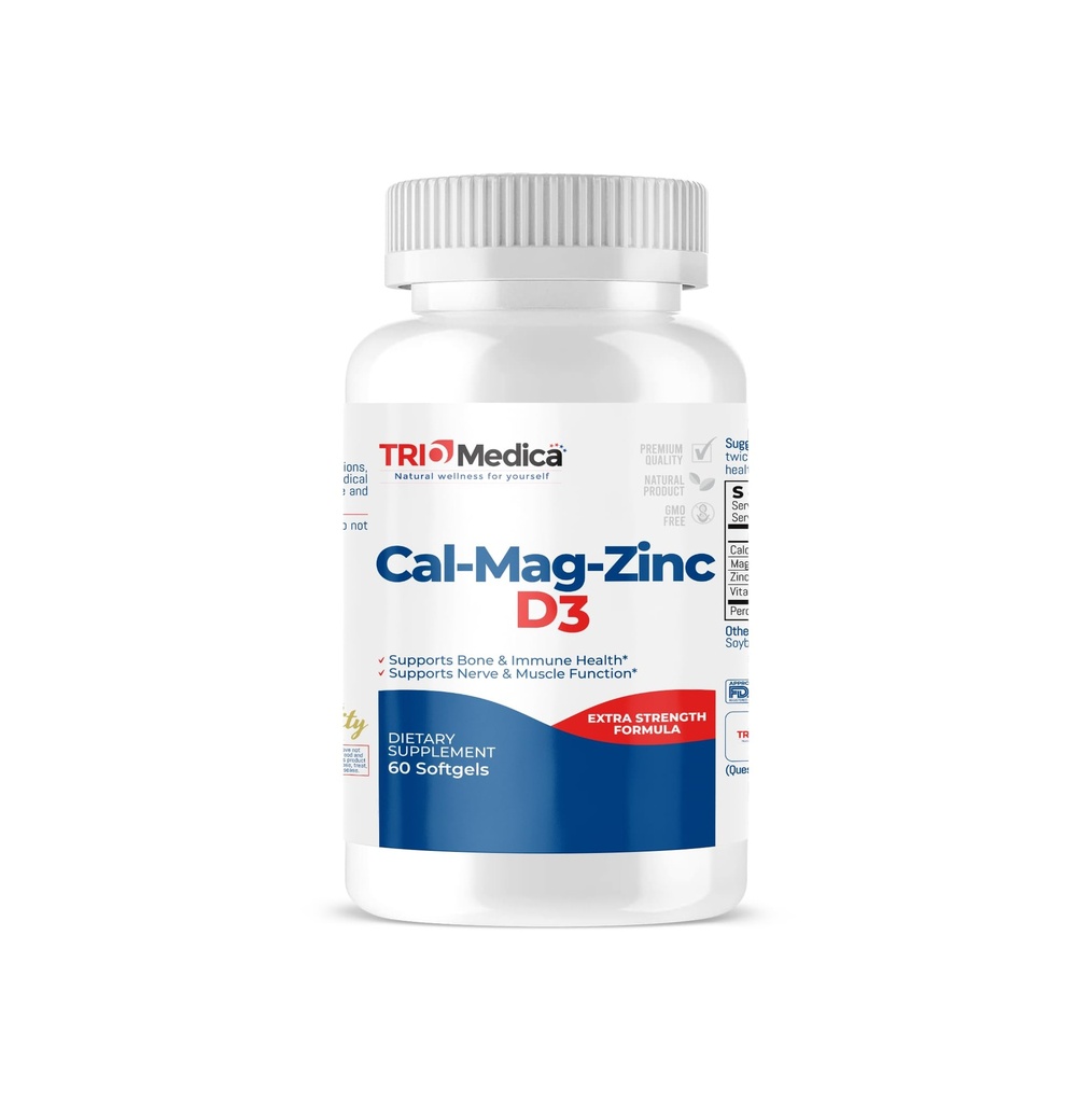 Cal-Mag-Zinc D3 Suplemento dietético (Calcium Magnesium Zinc &amp; Vitamin D3)  Immune, Bones " Teeth Support ← Non-GMO ← Vegan Silencio Gluten Gratis Silencio Dairy Free ← 60 Softgels Silencio (60 Conde (Pack of 1))