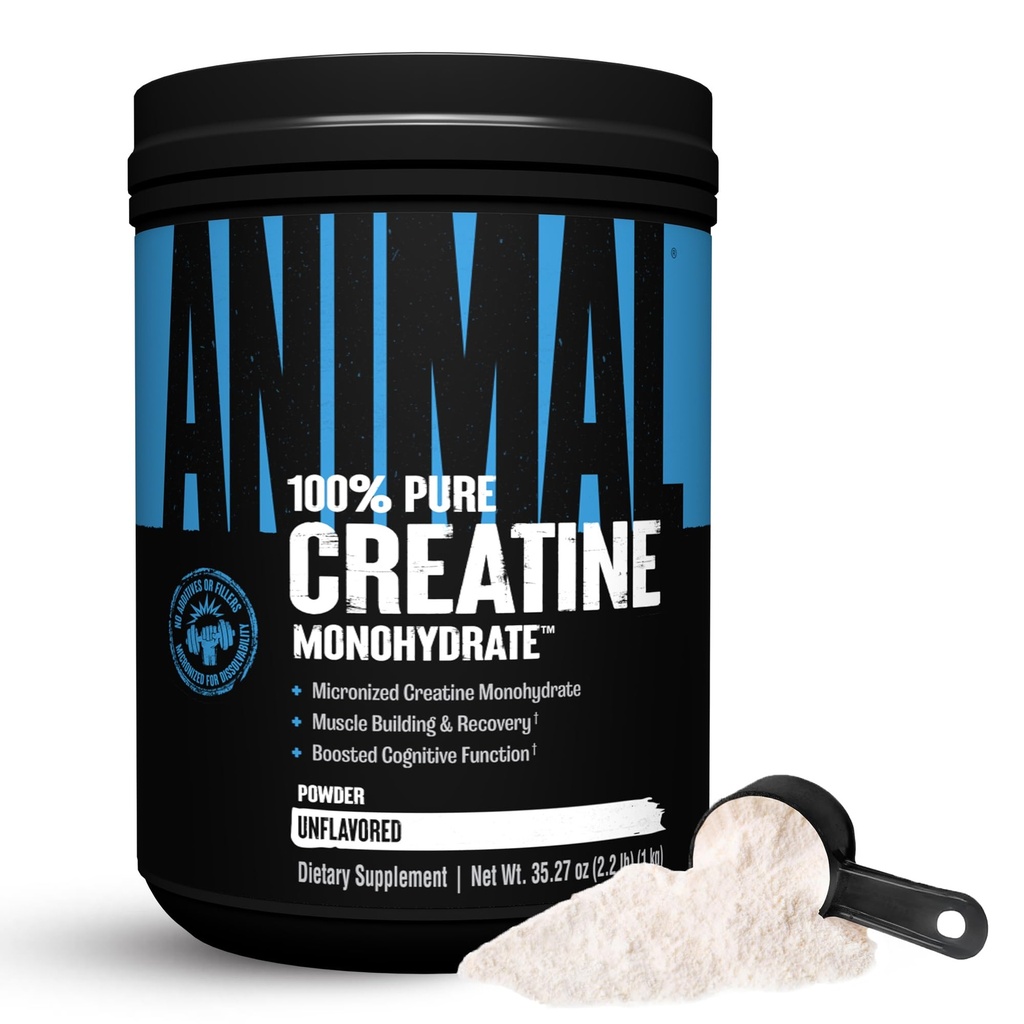 Cretino de Monohidratos de Animales - Cretina Micronizada para Mujeres y Hombres, apoya el crecimiento muscular, fuerza, resistencia, recuperación y producción de ATP, suplementos de gimnasio y entrenamiento - Desflavorado, 1kg
