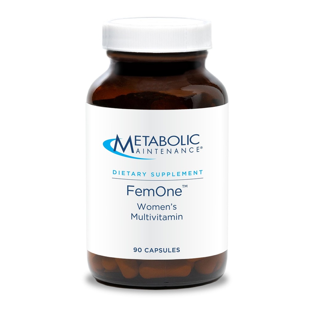 Mantenimiento metabólico FemOne - Multivitamina de Mujeres con Hierro Biodisponible, Folato Activo, B12, Antioxidantes, Vitamina D + Biotina, Apoyo a la Salud Reproductiva + Inmunitaria (90 cápsulas)