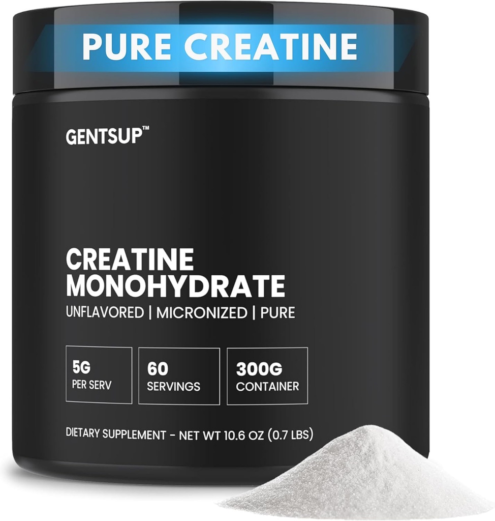 Creapure Creatine Monohydrate Powder – Desflavorado, 5000mg, 60 Servings – Crecimiento del músculo más fuerte, fuerza, rendimiento &amp; salud cerebral – No GMO, libre de gluten, HPLC testado, NSF certificado