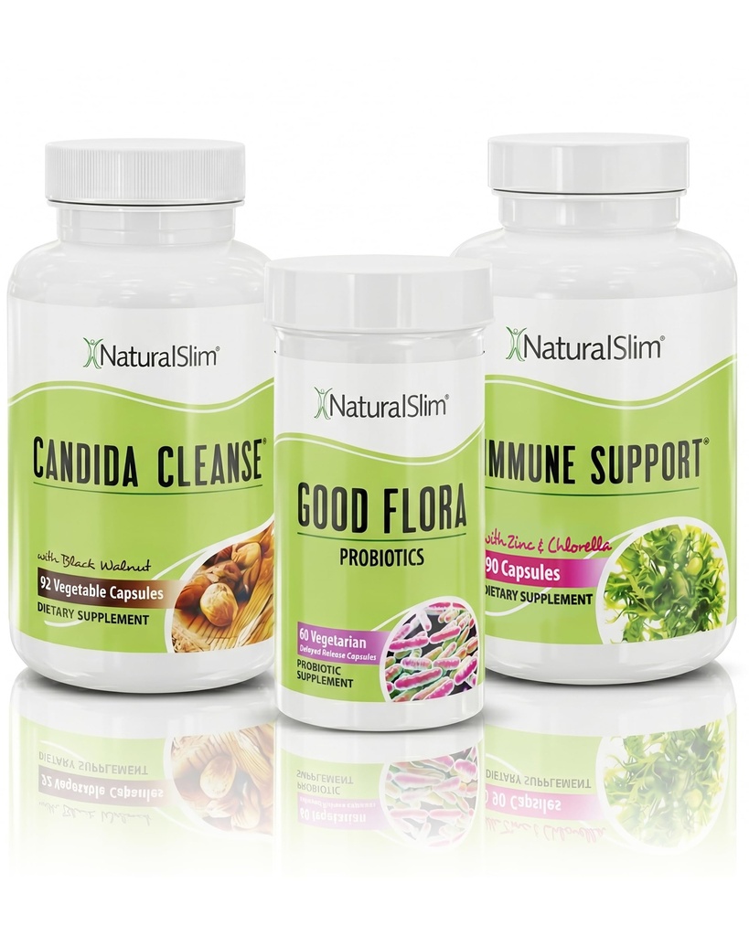 NaturalSlim Candida Cleanse Support Supplements Bundle - Candiseptic Kit Anti Overgrowth, Gut & Colon Cleansing 242 Capsules Total - 28 Días Programa de Limpieza Formulado por Frank Suarez (2 Pack)