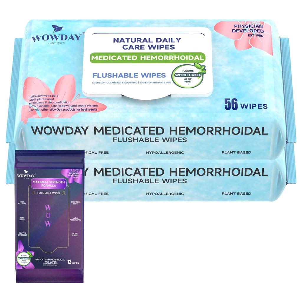 Flushable Hemorrhoid Wipes  Medicated Witch Hazel Wipes Ph Balanced ← 112 Conde Fragrance Free Adult Hemorrhoid Treatment Witch Hazels Wipe for Butt Itch Relief Soothing