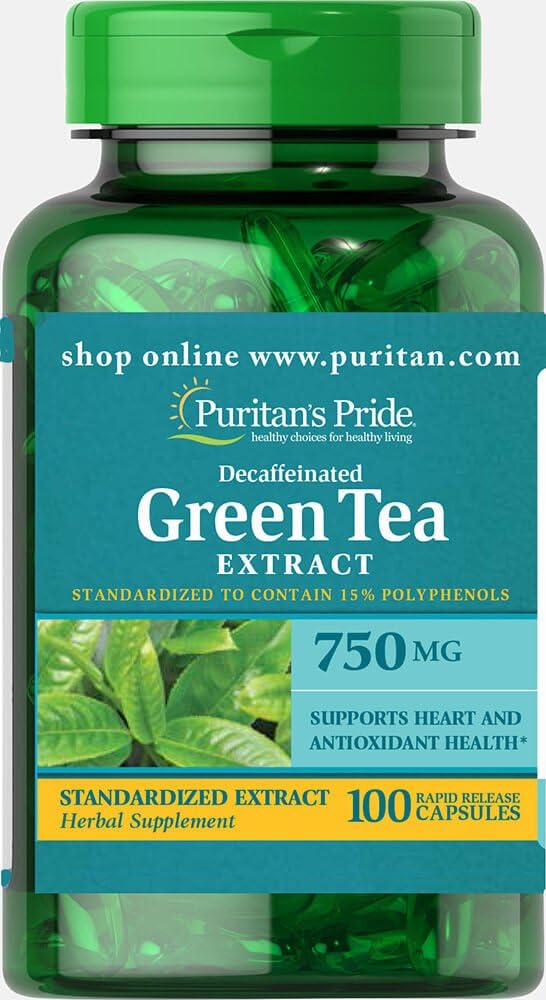 [BRSWGYYRPIPGYYAZ] Té verde decaffeinado de puritano de tejido estandarizado Extracto 750 mg-100 cápsulas