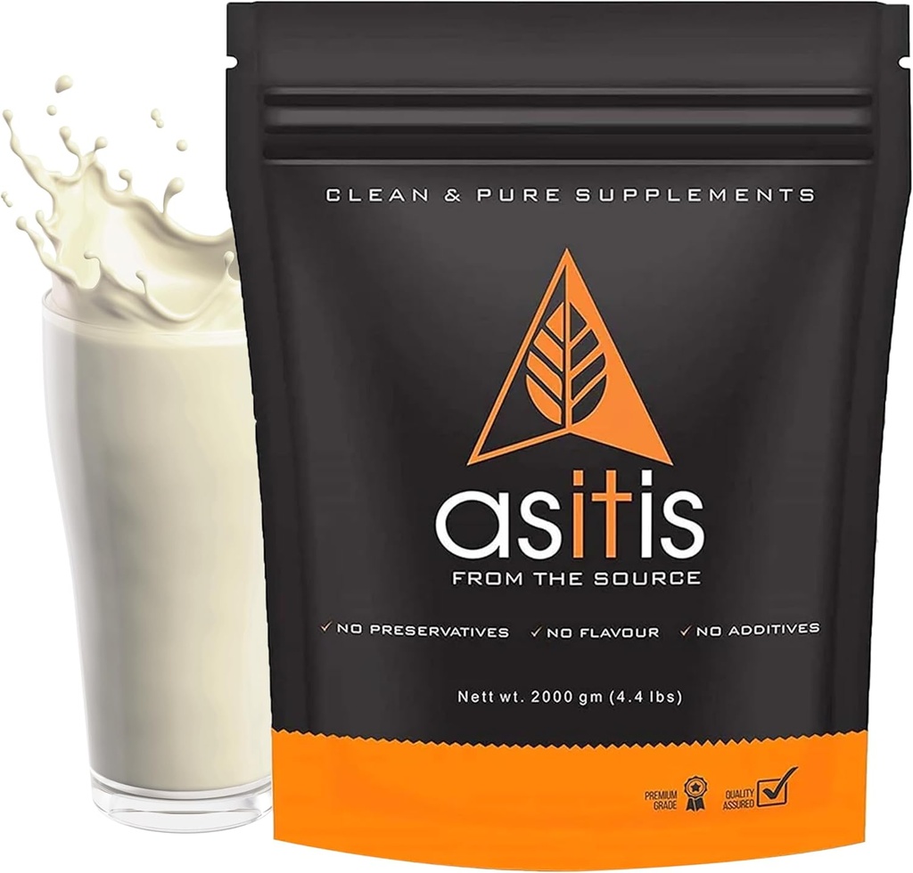 AS-IT-es Nutrición Whey Protein Concentrate Natural Raw Form Boosts Recuperación y Reduce la Pérdida del Musculo No Preservatives Unsweetened and Unflavoured (2 Kg/70.5 Oz)