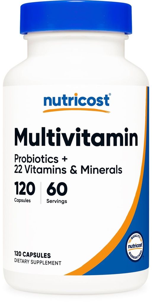 Nutricost Multivitamina con Probióticos 120 cápsulas vegetarianas - Empaquetado con vitaminas &amp; minerales