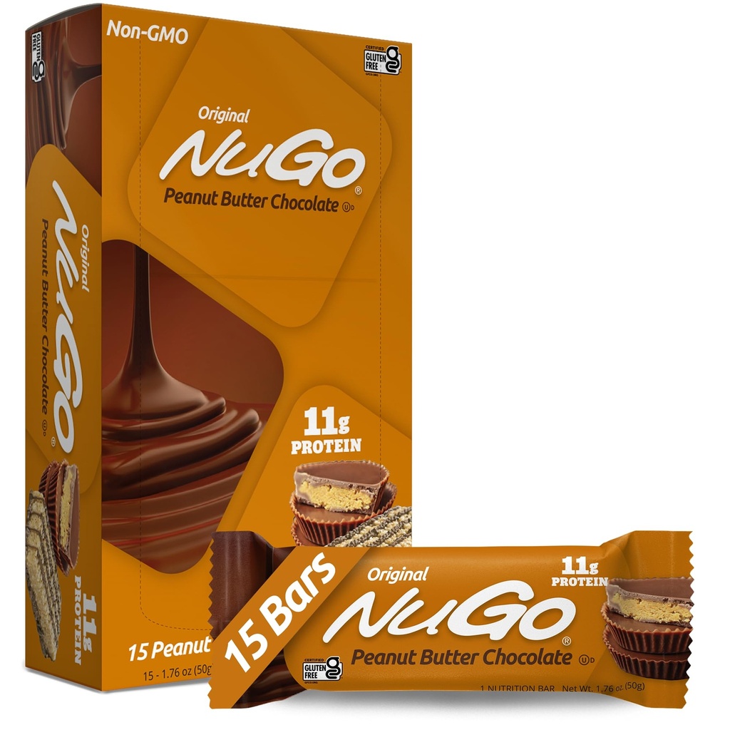 NuGo Protein Bar, Peanut Butter, 11g Protein, Gluten Free, 15 Conde