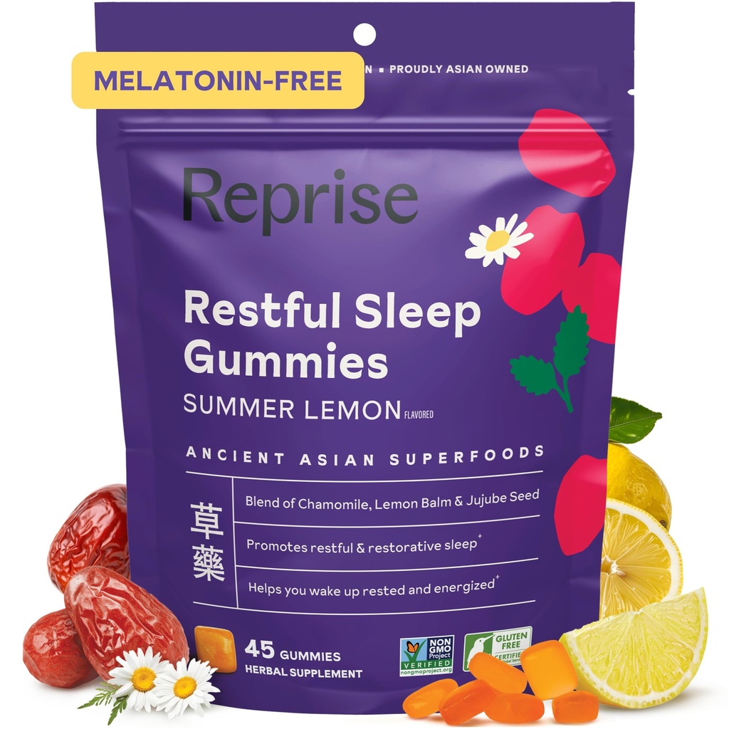 Melatonin Free Natural Sleep Aid Gummies for Adults  NO Melatonin ← Herbal Jujube " Chamomile, Lemon Balm - Deep Sleep Supplement " Relax for zzz, 45 Vegan Gummies (45 Gummies (1 Pack))