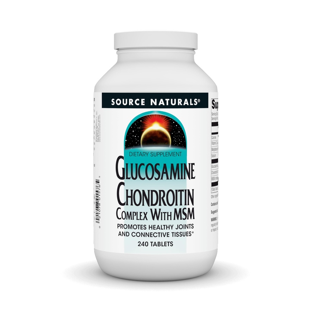 Fuente Naturals Complejo de condroitina de Glucosamina con MSM, promueve articulaciones saludables y tossos conectivos* - 240 Tabletas