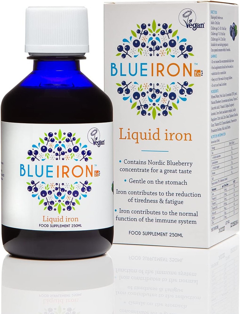 Suplemento Mineral líquido, Hierro, Blueberries Nórdicos, Lleno de antioxidantes benéficas