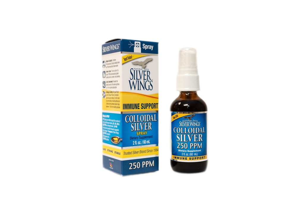 Natural Path Alas de Plata Colloidal Plata Líquida - Soporte mejorado - 250ppm (1250mcg) - 2oz Spray