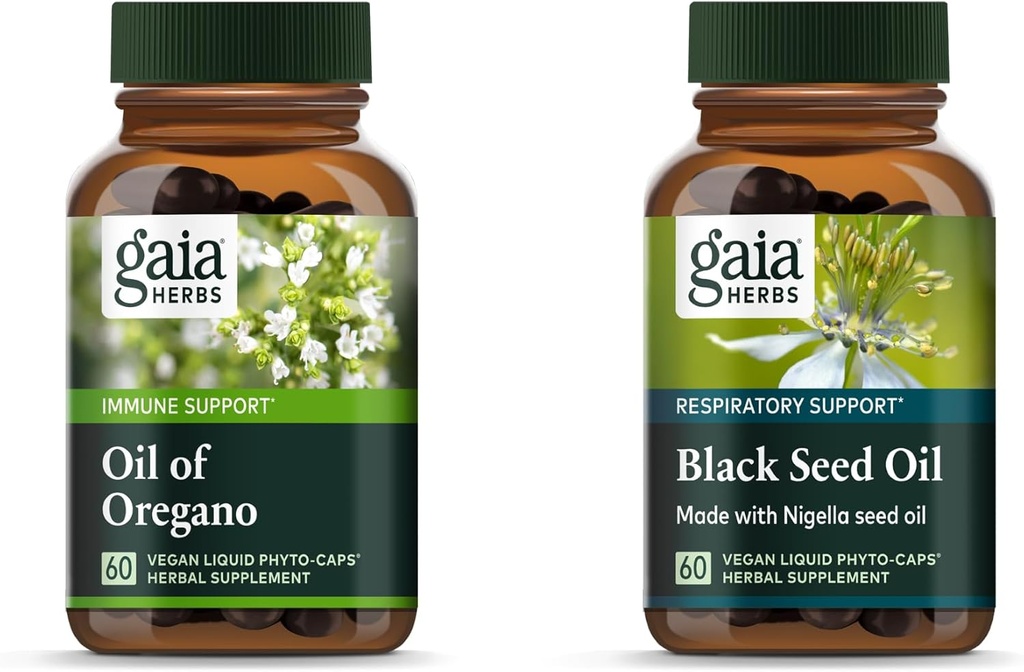 [BRSROEILPN6QODLG] Gaia Herbs Oil of Oregano - Immune and Antioxidant Support Supplement - 60 Vegan Liquid Phyto-Capsules & Black Seed Oil - Lung, Respiratory, and Antioxidant Support - 60 Vegan Liquid Phyto-Capsules (2
