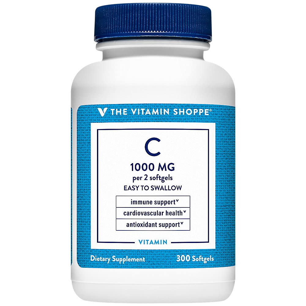 La vitamina Shoppe Vitamina C 1000MG, Fácil de Tragar, Antioxidante que soporta la salud inmune y cardiovascular (300 Softgels)