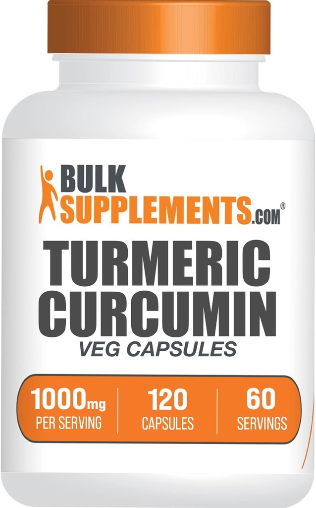 BulkSupplements.com Cápsulas de Extracto Turmérico - Suplemento Turmérico, Suplemento Turmérico de Curcumina 1000mg - Gluten Gratis,120 Cápsulas de Veg (Pack of 1)