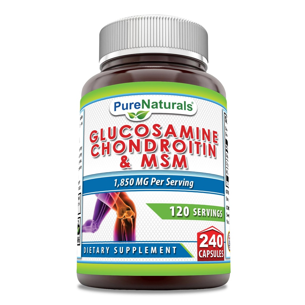 Pure Naturals Glucosamine Chondroitin + MSM Supplement TEN 1850 Mg TEN 240 Capsules ← No Gluten-Free TEN Made in USA