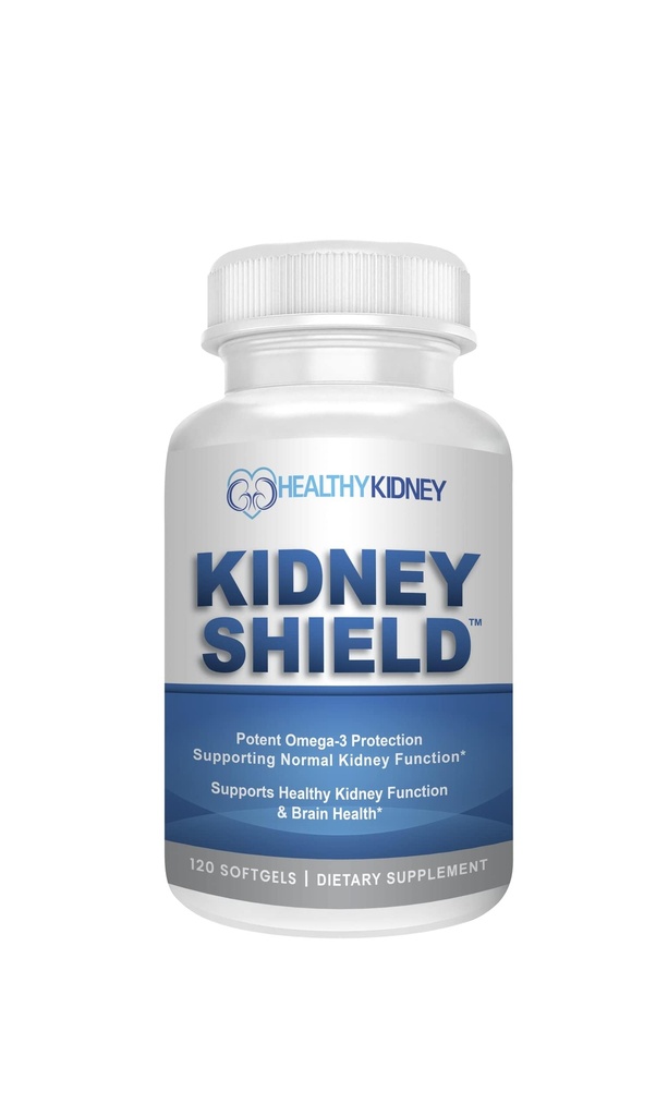 Escudo de riñón Omega 3 Suplementos de aceite de pescado - DHA EPA Omega 3 Suplemento para la salud de los niños de mujeres - Omega3 para apoyar la función de los riñones normales " Limpiar, Detox " Reparación - 120 Softgeles de limón